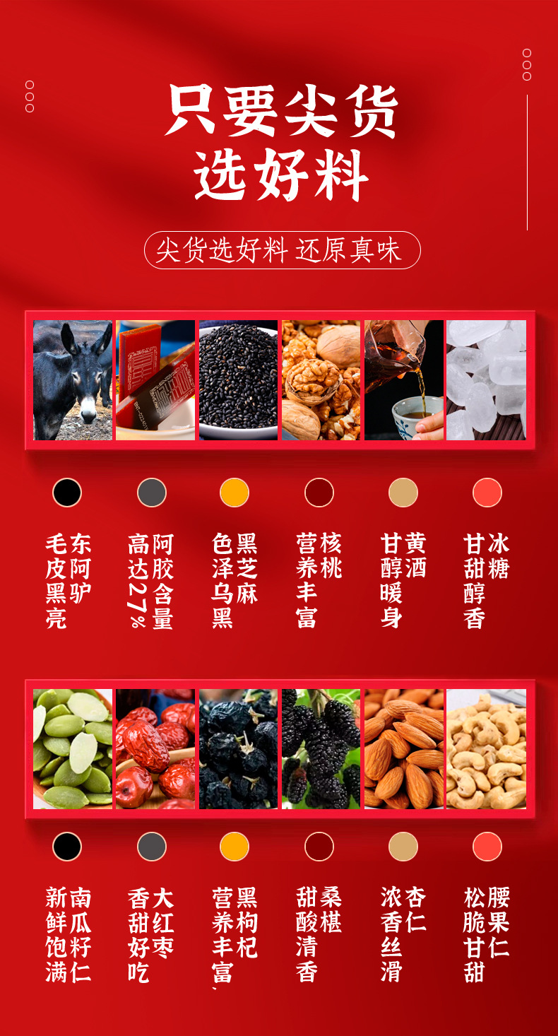 300g/盒*60片 山东东阿百年堂阿胶糕正品礼盒十味阿胶糕驴皮滋补(图2)