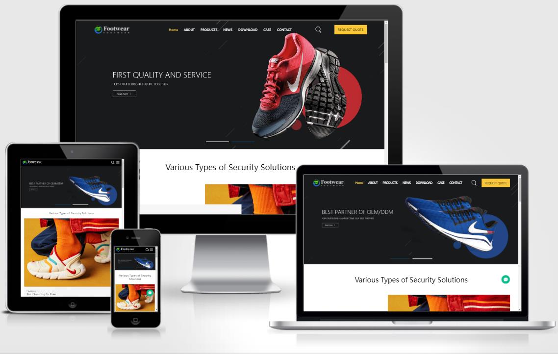 新款响应式鞋业外贸企业网站